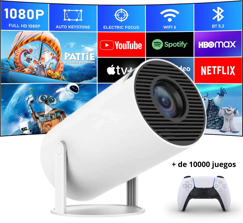 Proyector Full HD | Pelis, series y +10000 juegos en pantalla gigante
